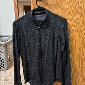 Women's Black Leopard Print Athletic Jacket